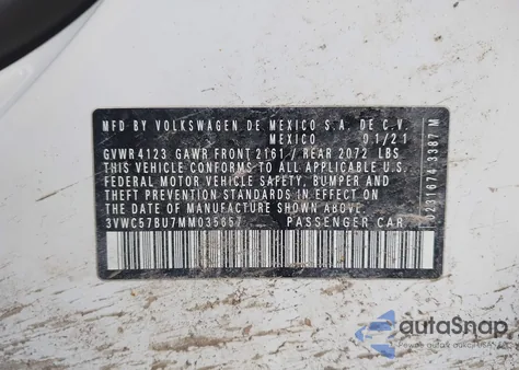 2021 Volkswagen Jetta S/Se/R-Line from USA, damaged, VIN 3VWC57BU7MM035657